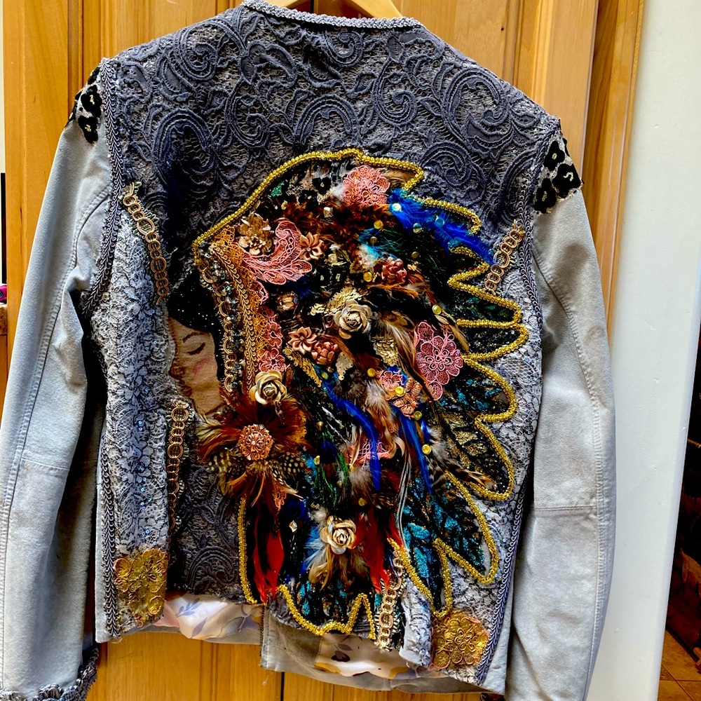 One of a kind custom jacket Creekbaum Designs. Embellishments galore.